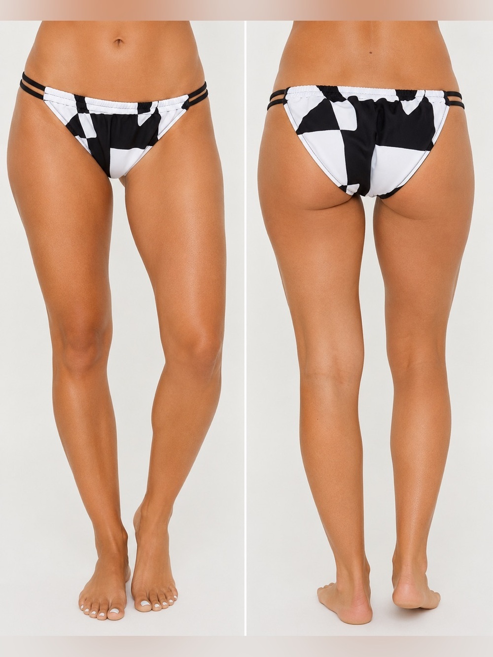 Sanctuary Swim Abstract Black White Bikini Bottoms S/M NWT Recycled